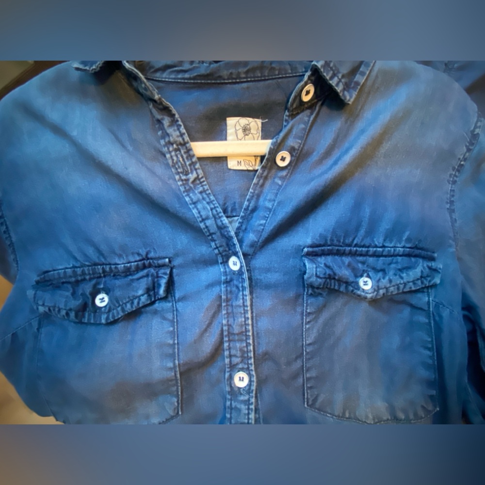 Chambray Blue Long Sleeve Mini Dress - Picture 4 of 4